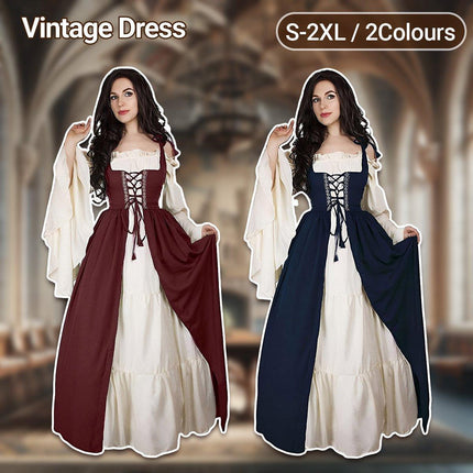 Halloween Costume Amazon Explosions European And American Square Collar Bundle Waist Medieval Renaissance Retro Dress