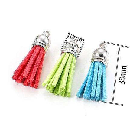 50X Leather Key Chain Ring Tassel Pendants Bulk Mixed DIY Crafts Jewelry Making - Aimall