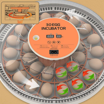 30 Egg Incubator Automatic Hatching Machine Home Use Small Poultry Eggs Flipper