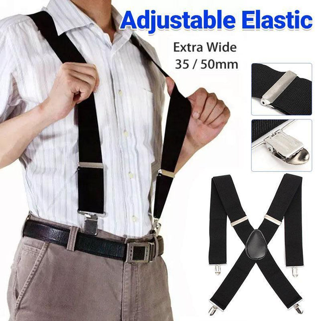 35/50MM Extra Wide Men's Adjustable Elastic Suspenders Clip On Braces Trouser - Aimall