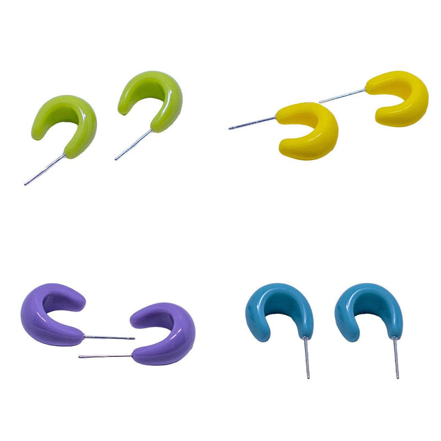 Candy Colour Letter C Stud Earrings Minimalist Design Fashion Jewellery Women