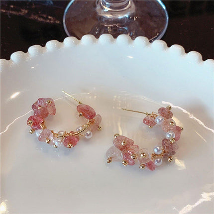 Handmade Colourful Gravel Bead Drop Earrings Women Girls Trendy Fashion
