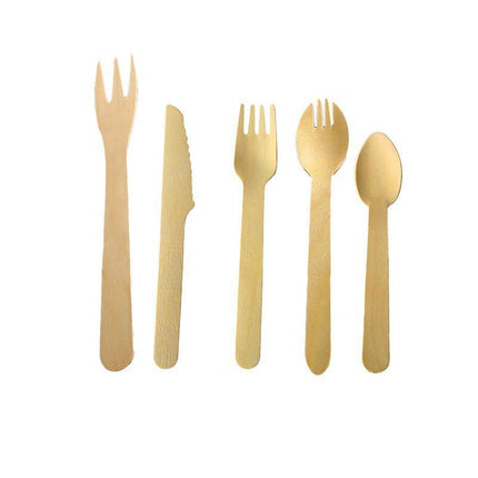 Eco-Friendly Wooden Cutlery Spoon Knives Fork Teaspoon utensils Party Home - Aimall