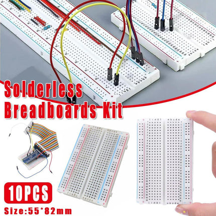 10PCS Solderless Breadboard 400 Hole Test Board Jumper Wire Kit Plastic Box