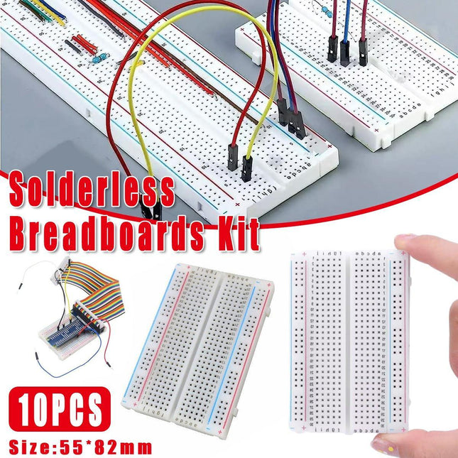 10PCS Solderless Breadboard 400 Hole Test Board Jumper Wire Kit Plastic Box