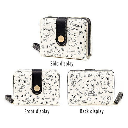 Cute Kitten Wallet Zipper Coin Purse for Girls Women Card Holder Student Style