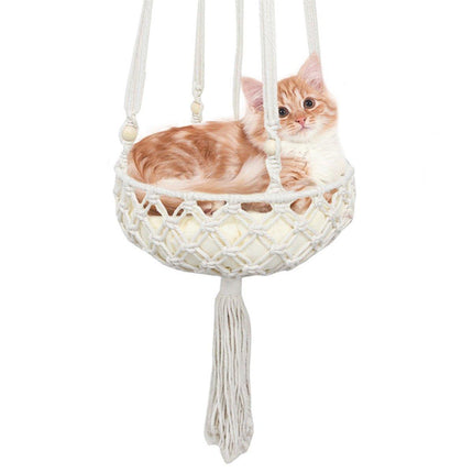 Macrame Cat Hammock Boho Style Kitty Hanging Swing Bed Pet Sleeping Bed Cat