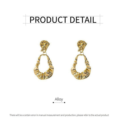 Vintage Ruffled Earrings for Women Retro Irregular Design Fashion Jewelry Gift