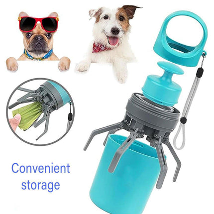 Portable Pet Waste Pick-up Shovel Six-claw Excrement Clip with Bag Dispenser