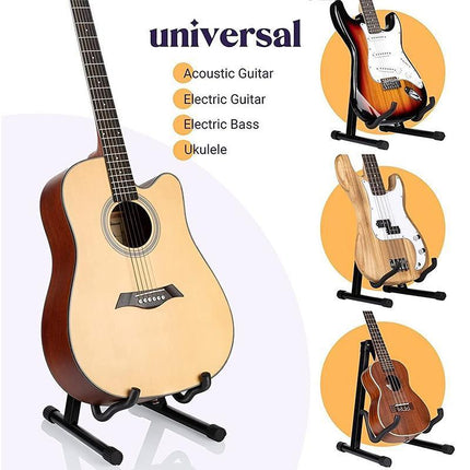 Folding Guitar Stand Floor Rack Electric Acoustic Bass Gig Holder Rack Portable - Aimall