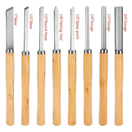 8X Heavy Duty HSS Wood Lathe Chisel Set Turning Wood Tools Carving GougeDurable - Aimall