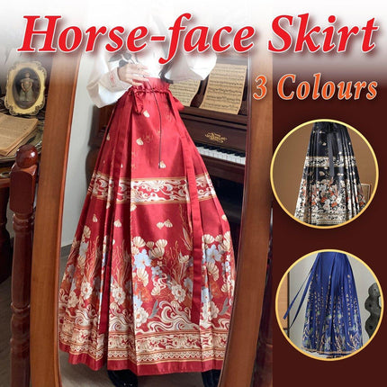 Chinese Horse Face Skirt Womens Long Hanfu Traditional Half Body Skirt