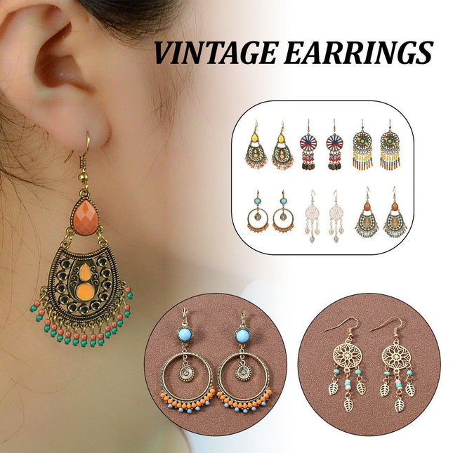 Retro Court Style Geometric Leaf Earrings Elegant Vintage Jewelry for Women Gift