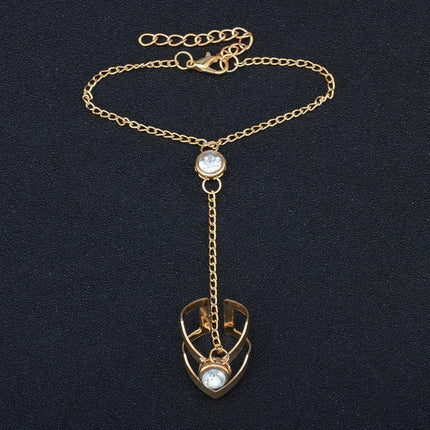 Geometric Hollow Arrow Ring Bracelet Integrated Creative Finger Chain Set Chain - Aimall