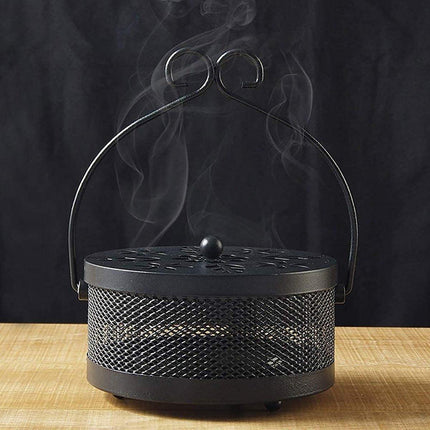 Fireproof Wrought Iron Mosquito Coil Holder with Cover for Indoor Outdoor Use