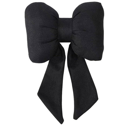 Soft Car Neck Pillow Cotton Linen Ribbon Bow Headrest Cushion Support Pillow