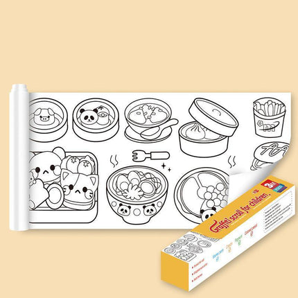 Children's Drawing Roll W/12Pens,DIY Sticky Filling Paper Early Educational Gift - Aimall