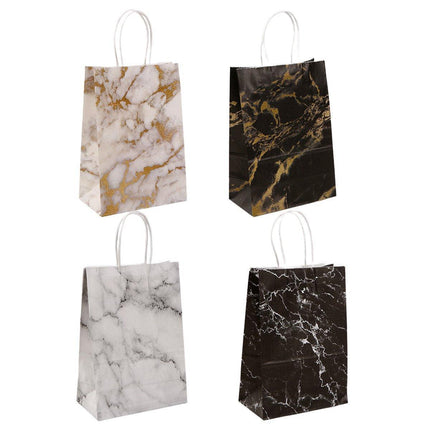 25PCS Marble Series Shopping Paper Bag Luxury Handbag Party Favor Gift Bags Set