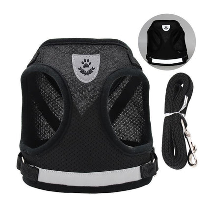 Reflective Dog Cat Pet Harness Leash Puppy Soft Adjustable Vest Mesh Clothes M - Aimall