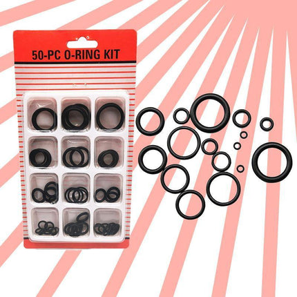 Rubber O-Ring Assortment Kit 50PC- Pack O-Rings Set Automotive Plumbing Seals - Aimall