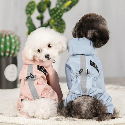 Outdoor Reflective Waterproof Dog Raincoat Breathable Four Legged Pet Jacket