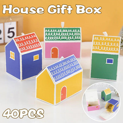 40PCS Colorful Small House Gift Boxes Candy Packing Party Favors Treat Box