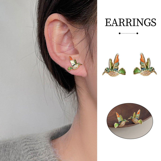 Chinese Hummingbird Earrings Mini Bird Design Fashion Jewelry for Women