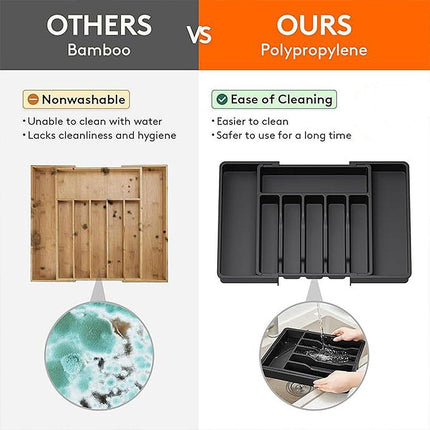 Extendable Cutlery Storage Box Household Portable Retractable Tray Organizer