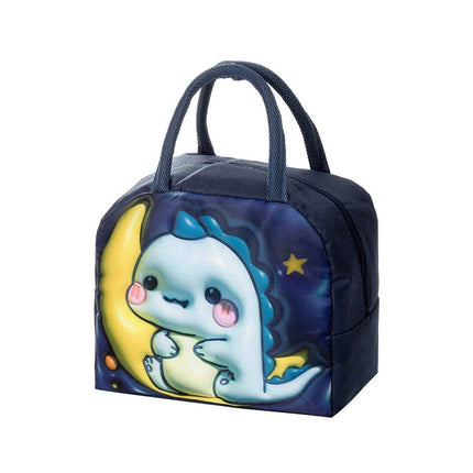 Cute 3D Cartoon Insulated Lunch Bag Oxford Fabric Bento Tote for School Use