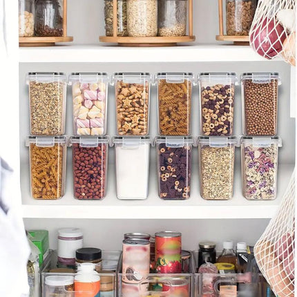 2pcs 1600ml Transparent Plastic Storage Jars Sealed Organiser Food Container