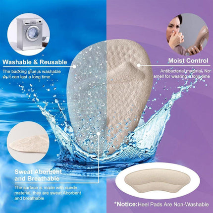 8Pairs High Heel Cushion Pads Forefoot Half Size Inserts of Foot Support Insoles