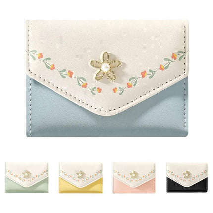 Small Wallet Women Tri-Folded Wallet Cash Pocket Flowers Card Holder Coin Purse