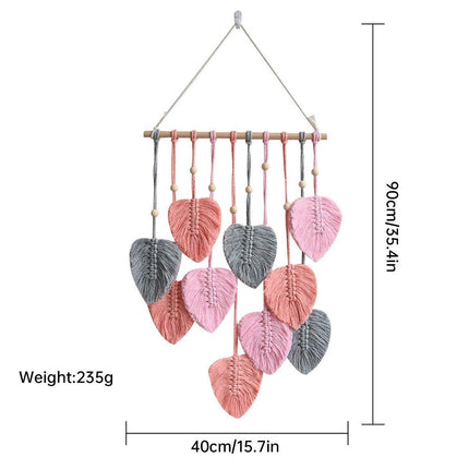 Handmade Braided Cotton Rope Leaves Wall Hanging Home Decoration Ornament
