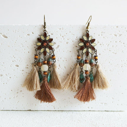 Chic Bohemian Dreamcatcher Tassel Earrings Geometric Design Women Jewelry