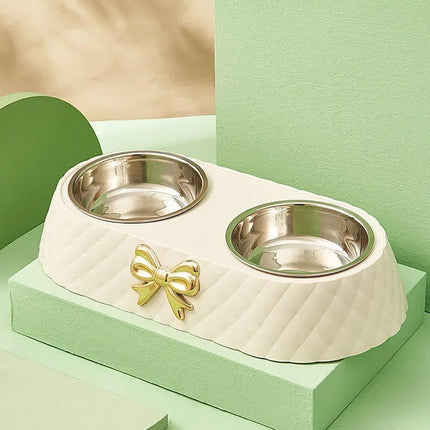 Stainless Steel Double Pet Bowl Non-Slip Anti-Knock Dog Cat Feeder Utensils