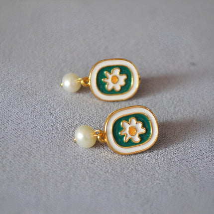 Vintage Rustic Chamomile Stud Earrings Floral Jewelry Women Elegant Accessories