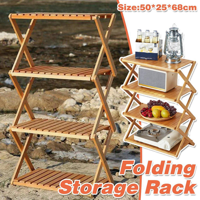 Portable Camping Shelf Multi-functional Picnic Organizer Folding Storage Rack