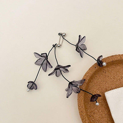 Retro Ink Painting Resin Tassel Earrings Women Floral Design Vintage Jewelry