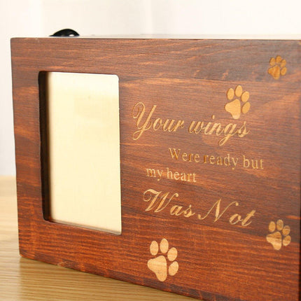 1x Wooden Pet Memorial Urn For Ashes With Photo Frame Cat/Dog Memory Box Keepsak - Aimall