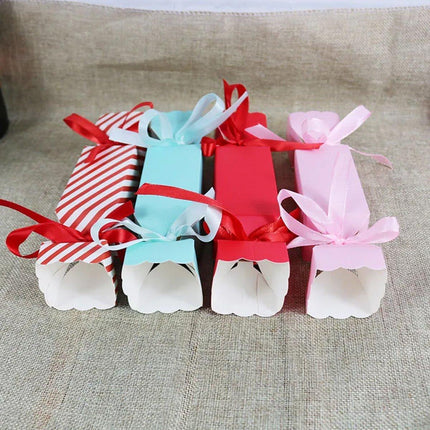50PCS Candy Shape Christmas Gift Box Red Stripes Wedding Gift Storage Case Decor
