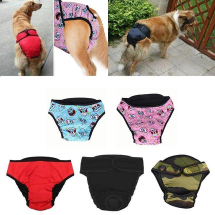 Washable Female Pet Dog Cat Nappy Diaper Physiological Pants Panties Underwear Blue - Aimall
