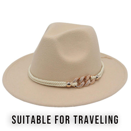 Jazz Hat Autumn Winter Retro Large Brim Hat for Men and Women Stylish Headwear