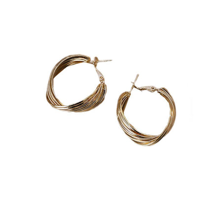 925 Sterling Silver Hoop Earrings Large Buckle Women Lady Fashion Jewelry - Aimall