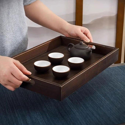 Bamboo Tea Tray Rectangular Tea Table Walnut Colour Fruit Bread Serving Plate