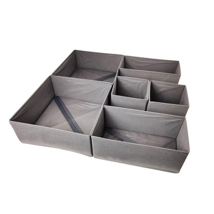 6Piece Set Foldable Non-woven Underwear Bra Socks Storage Box Drawer Organizer