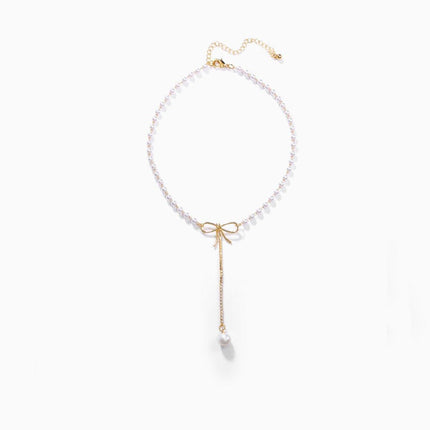 Bow Tie Short Necklace for Women Collarbone Chain Fashion Jewelry Elegant Gift