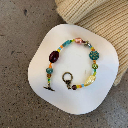 Colourful Ethnic Vintage Beaded Necklace Bracelet Ring Set Boho Jewelry Girl