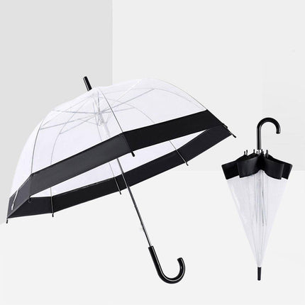 Clear Dome Umbrella Wedding Party Transparent Parasol Handle Waterproof Rain