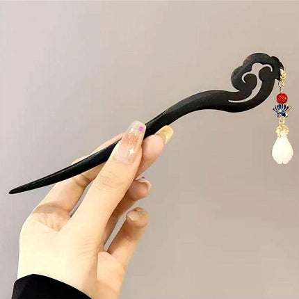 Chinese Style Heart Wishful Wooden Hairpin Hanfu Headdress Accessories