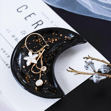Moon Shaped Decorative Plate Fruit Tray Jewelry Storage Rack Dip Saucer for Home